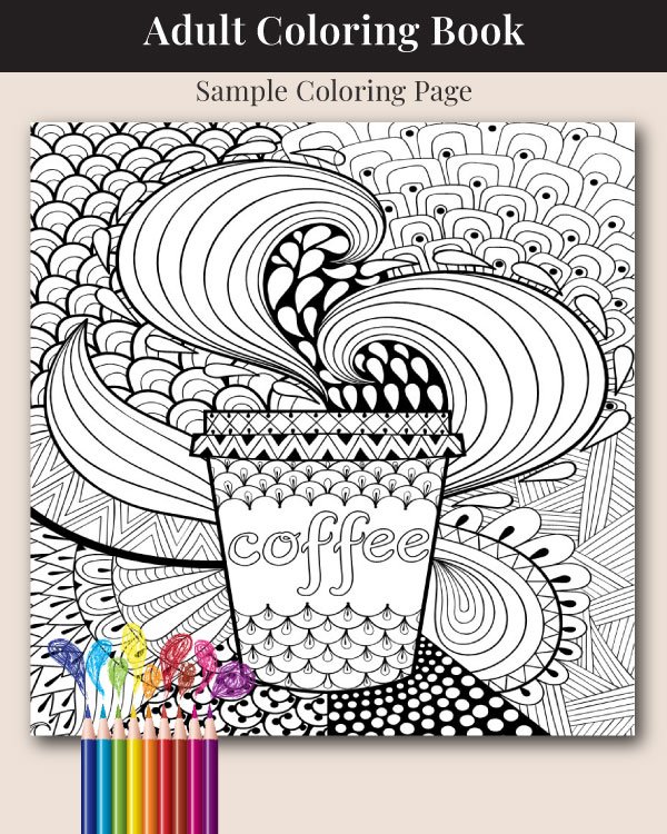 The Adult Coloring Book for Coffee Lovers Sample Coloring Page
