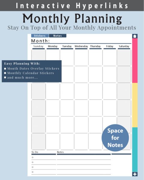 Digital Monthly Planner Layout