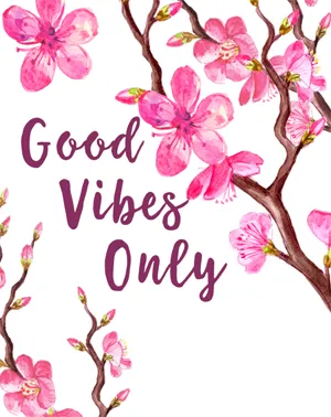 A journal cover with the words “Good Vibes Only” written in purple.