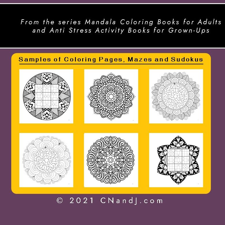 Mandala, Mazes, and Sudoku Coloring and Activity Book Back Cover