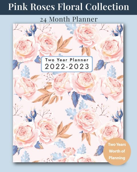 Pink Roses Floral Collection 24-Month Planner